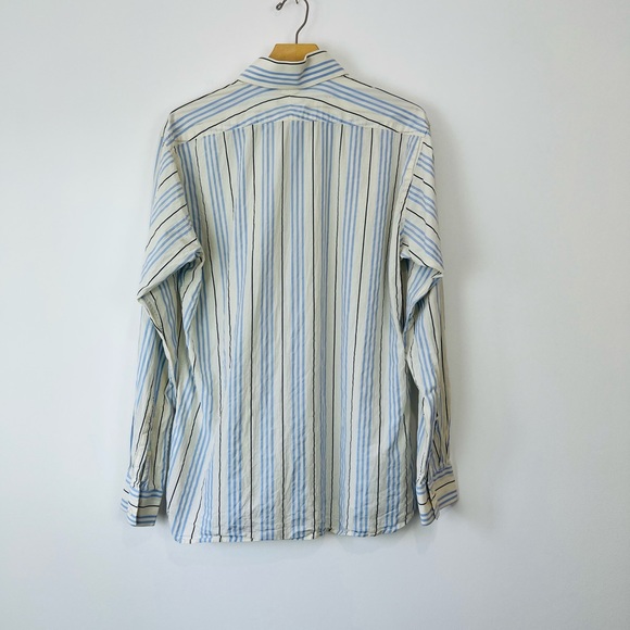 Burberry Cream and Blue Striped Y2K 00’s Tailored Classic Dress Shirt UK M - Picture 10 of 12